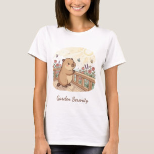 Camisa Feminina Jardim Serenidade Capivara Fofa Na