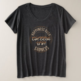 CAMISA FEMININA TAMANHO PLUS ESCOLHA FELIZ ANIMADA