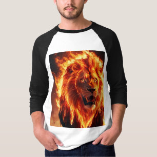 Camisa Fiery Lion T Shirt Leão Flamejante