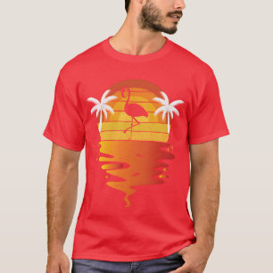 Camisa Flamingo anos 70 vintage retrô pôr do sol F