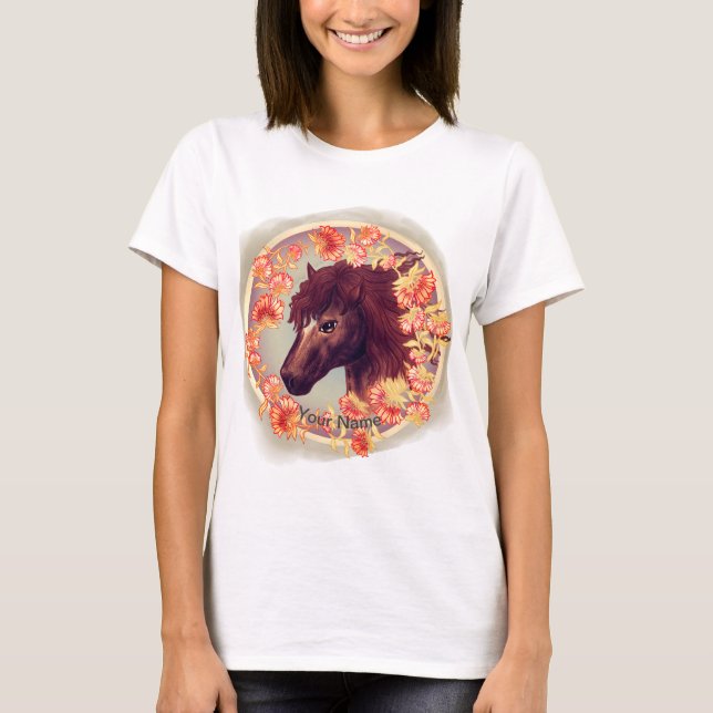 Camisa Flor Cavalo Castanho (Frente)