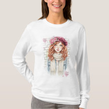 Camisa Floral Chic Parisiense com Boina Menina