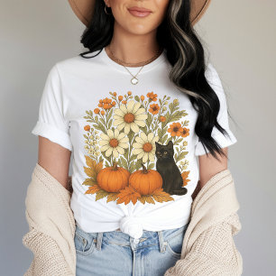 Camisa Floral de Abóbora de Outono, Camiseta Vinta