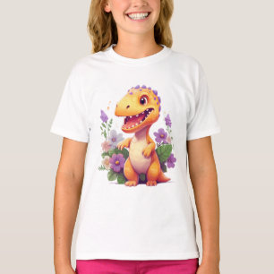 Camisa Floral De Dinossauro Cuta - Lover Dino Ador
