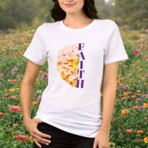 Camisa Floral de Zínia Laranja Cristã Fé