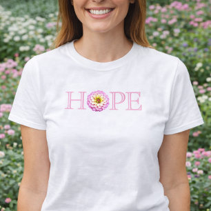 Camisa Floral Esperança Cristã Rosa Zinnia Fé