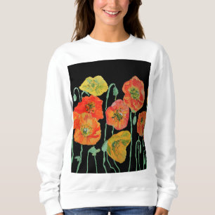Camisa Floral Papoula Vermelha Arte em Aquarela