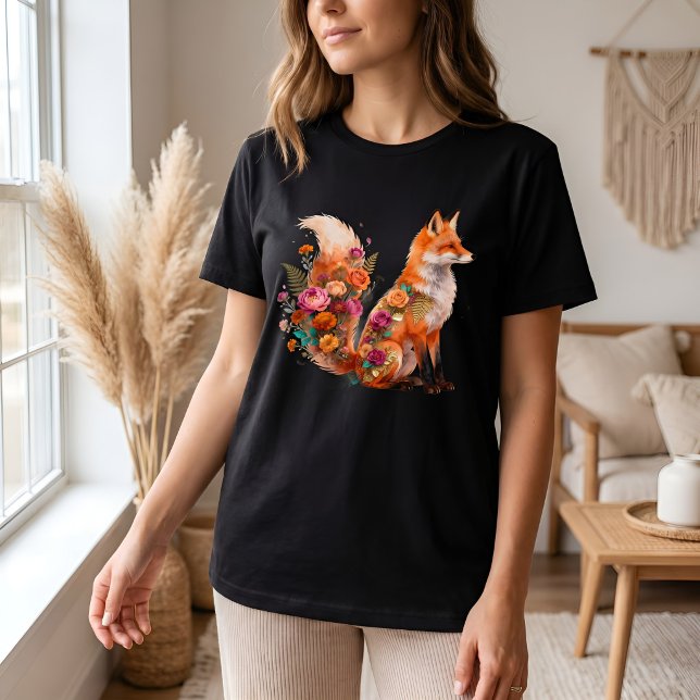 Camisa Floral Raposa Colorida Boho Animal Tee (Criador carregado)
