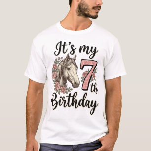 Camisa Floral Vintage Desenho Menina 7º Aniversári