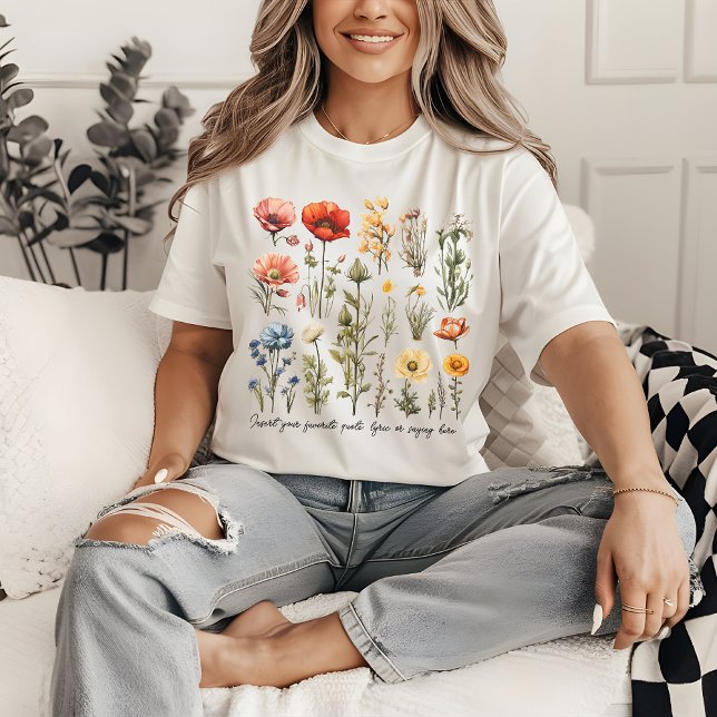 Camisa Flores Selvagens Personalizadas, Presente d (wildflowers shirt, custom text shirt, Mother’s Day shirt, women’s gift shirt, gift for mom, mom gift)