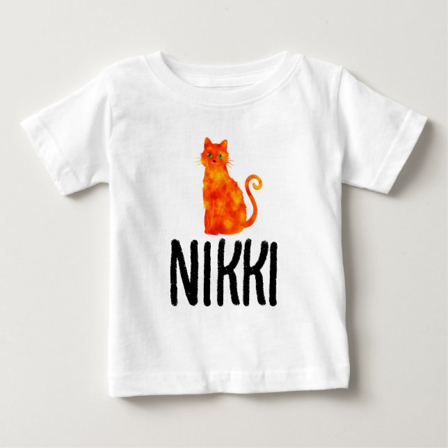 CAMISA GATO RUIVO NOME MENINAS BÉBÉ (Frente)