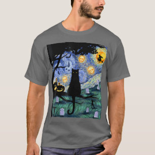Camisa Gato, Tee Gato Noturno Assustador, Presente
