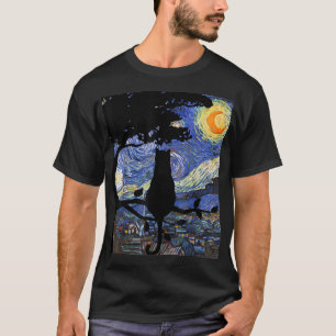 Camisa Gato, Teto de Gato de Noite Estrelada, Gif