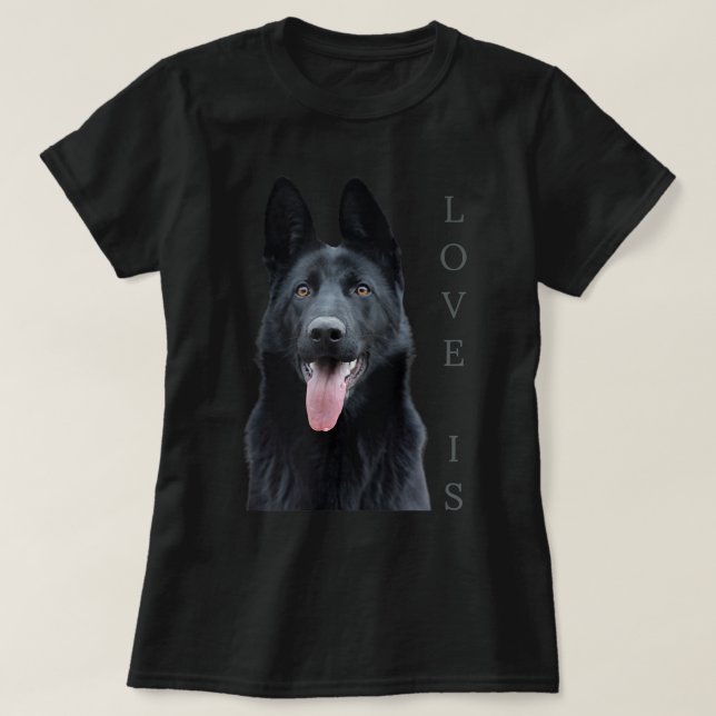 Camisa German shepherd preta Shepard Cachorro Cach (Frente do Design)