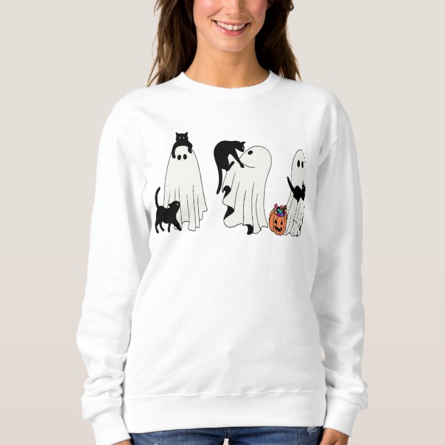 Camisa Ghost E Cat T-Shirt Halloween Ghost (Frente)