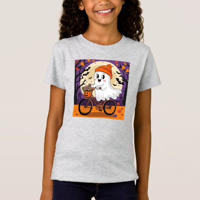 Camisa Ghost Kids Bonita do Halloween Bikers (Frente)