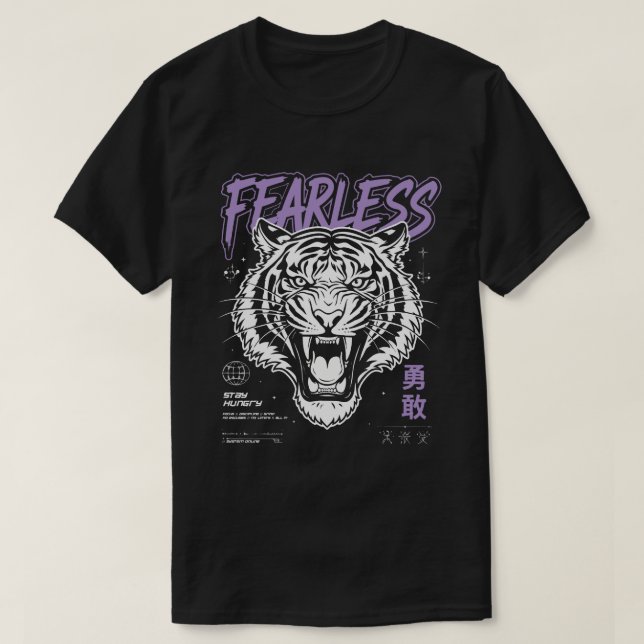 Camisa Grafica Cyber Streetwear Tigre Rugindo Sem  (Frente do Design)
