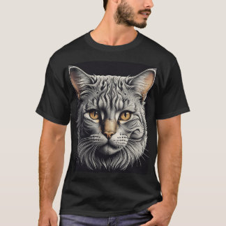 Camisa Gráfica Da Cabeça De Gato Negrito - Na moda