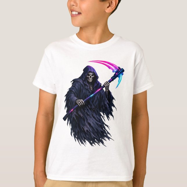 Camisa gráfica de fantasia sombria com foice do ce (Frente)
