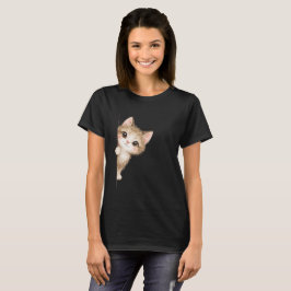 Camisa Gráfica de Gato Curioso Fofo