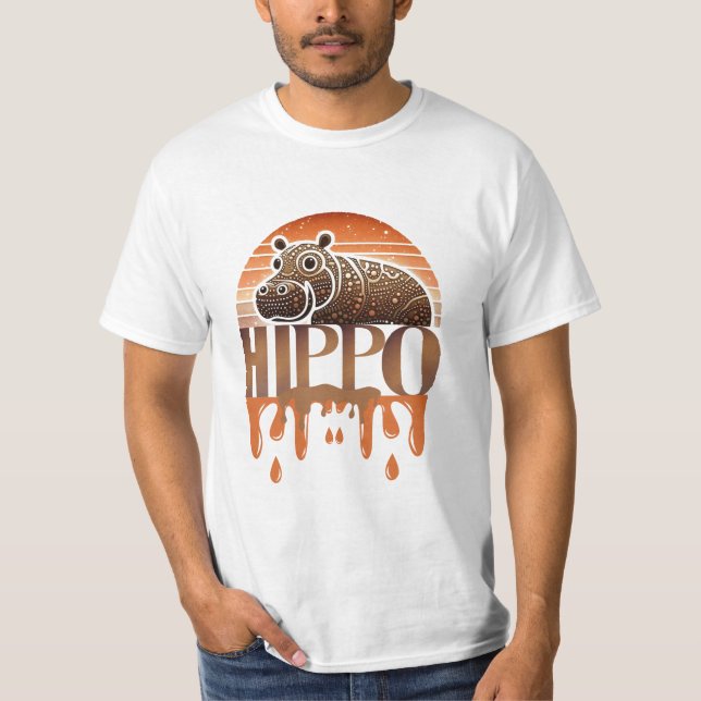 Camisa Gráfica de Hipopótamo com Charme Rústico (Frente)