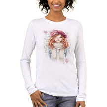 Camisa gráfica de menina de flor de rosa em estilo