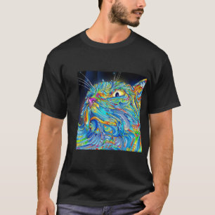 Camisa gráfica do gato do Tshirt da arte Trippy d