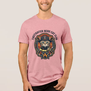 Camisa Gráfica Gato Herói Bombeiro Arte - Bombeiro