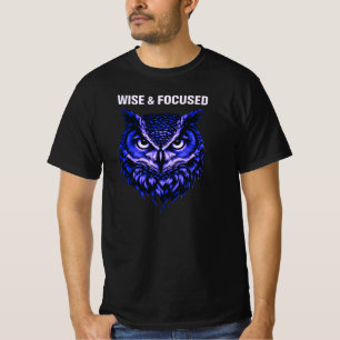 Camisa Gráfica Inspiradora de Coruja Sábia e Focad