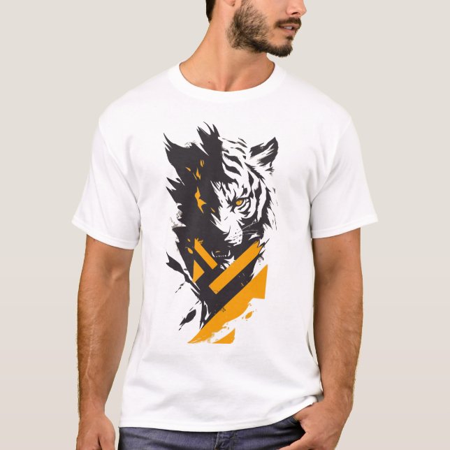 Camisa Gráfica Majestosa do Tigre - Raio da Selvag (Frente)