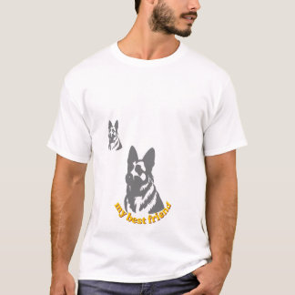Camisa gráfica roxa com rosto de cão pastor alemão