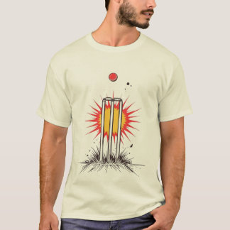 Camisa gráfica T20 de críquete com tocos quebrados