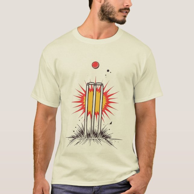 Camisa gráfica T20 de críquete com tocos quebrados (Frente)