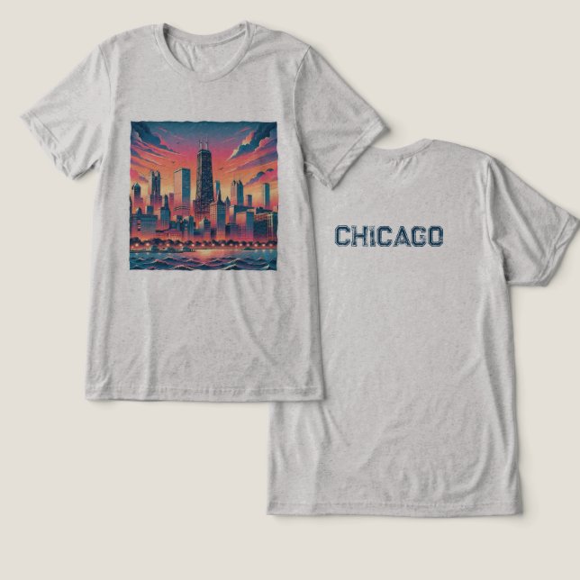 Camisa Gráfica T-Shirt Tri-Blend de Chicago (Design Frente e Verso)