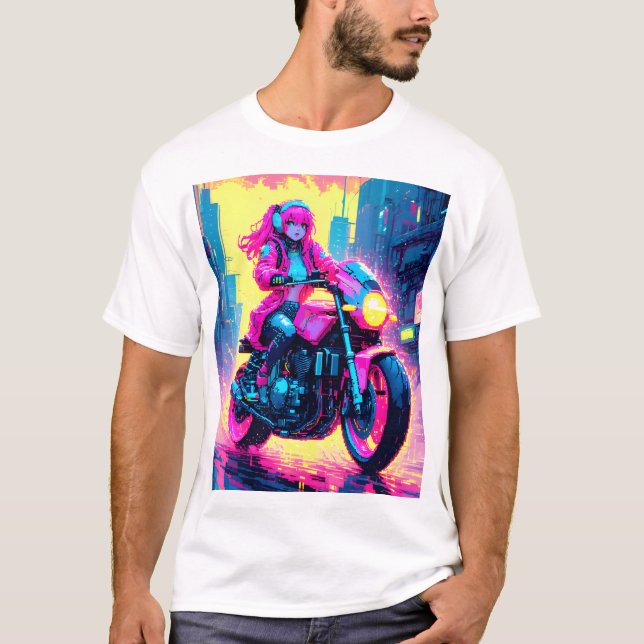 Camisa Gráfica Temática de Anime Cyber Punk (Frente)