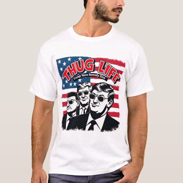 Camisa Gráfica Thug Life Trump Vance Kennedy Elon (Frente)