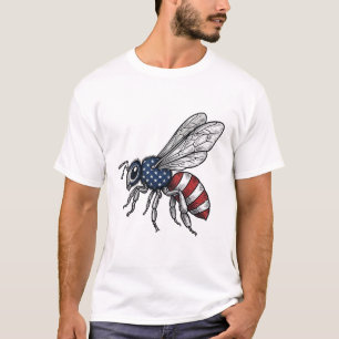 Camisa Gráfica Vetorial de Abelha Patriótica Vinta