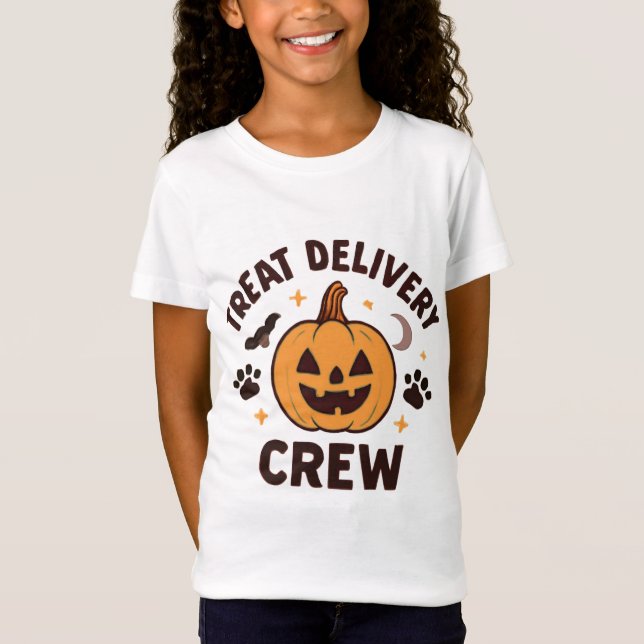 Camisa Halloween da Equipe de Entrega de Doces ou  (Frente)