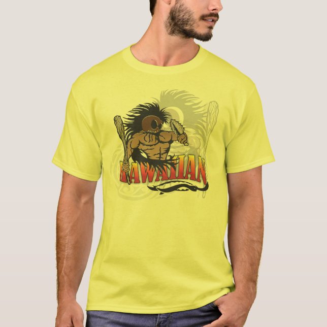 Camisa havaiana do amarelo do guerreiro (Frente)