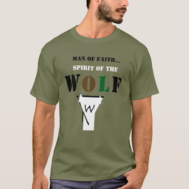 Camisa Homem de Fé ... Espírito do Lobo (Frente)