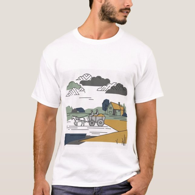 Camisa Ilustração de Linha Constable's Haywain (Frente)