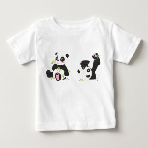 Camisa impressa de panda, branca, para bebês