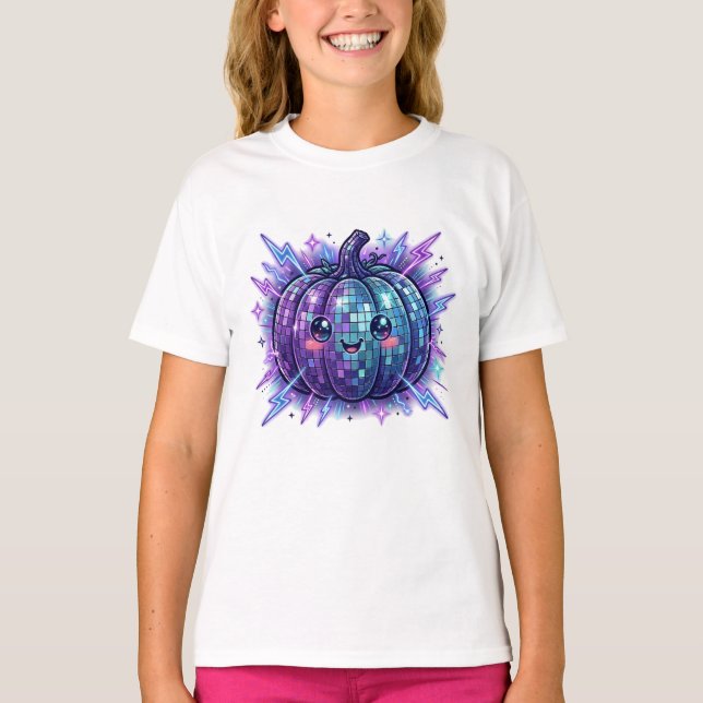 Camisa Infantil Abóbora de Discoteca Azul e Roxa F (Frente)