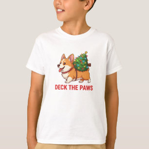 Camisa Infantil Corgi Deck the Paws Natal Fofo