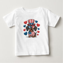 Camisa Infantil de Cachorrinho Patriótico Fofa