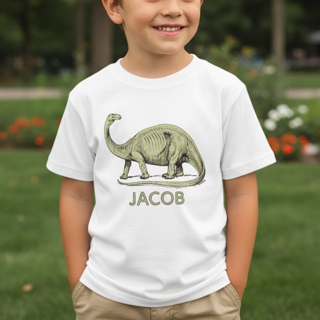 Camisa Infantil de Dinossauro com Nome Personaliza (Personalized dinosaur t-shirt with name.)