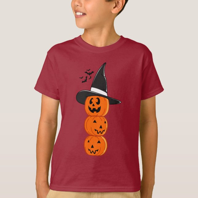 Camisa Infantil de Halloween da Bruxa das Abóboras (Frente)