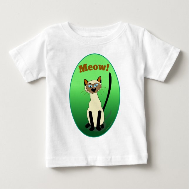 Camisa infantil (verde) Siamese do gato (Frente)