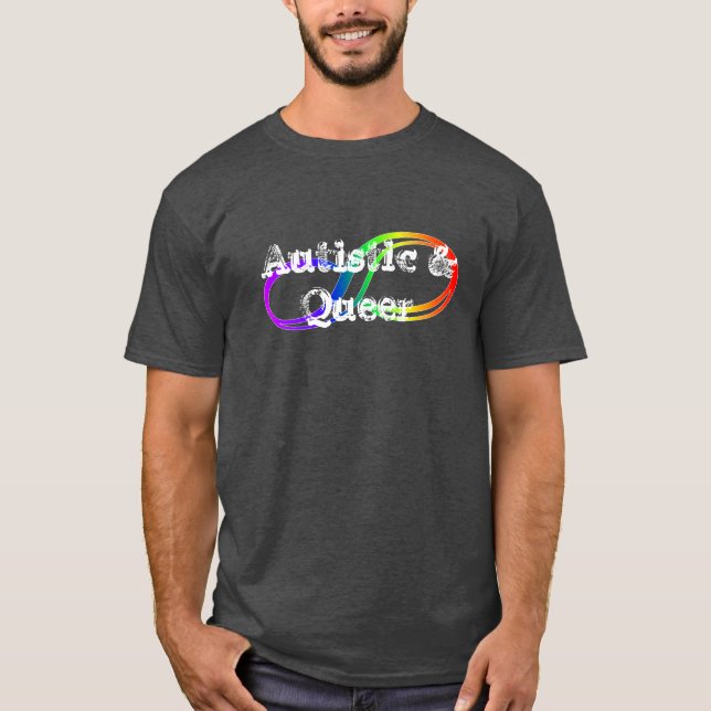 Camisa Infinita do Arco-Íris Autista e Queer (Frente)