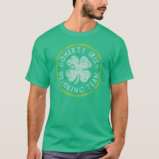 Camisa irlandesa da equipe t do bebendo de Doherty (Frente)